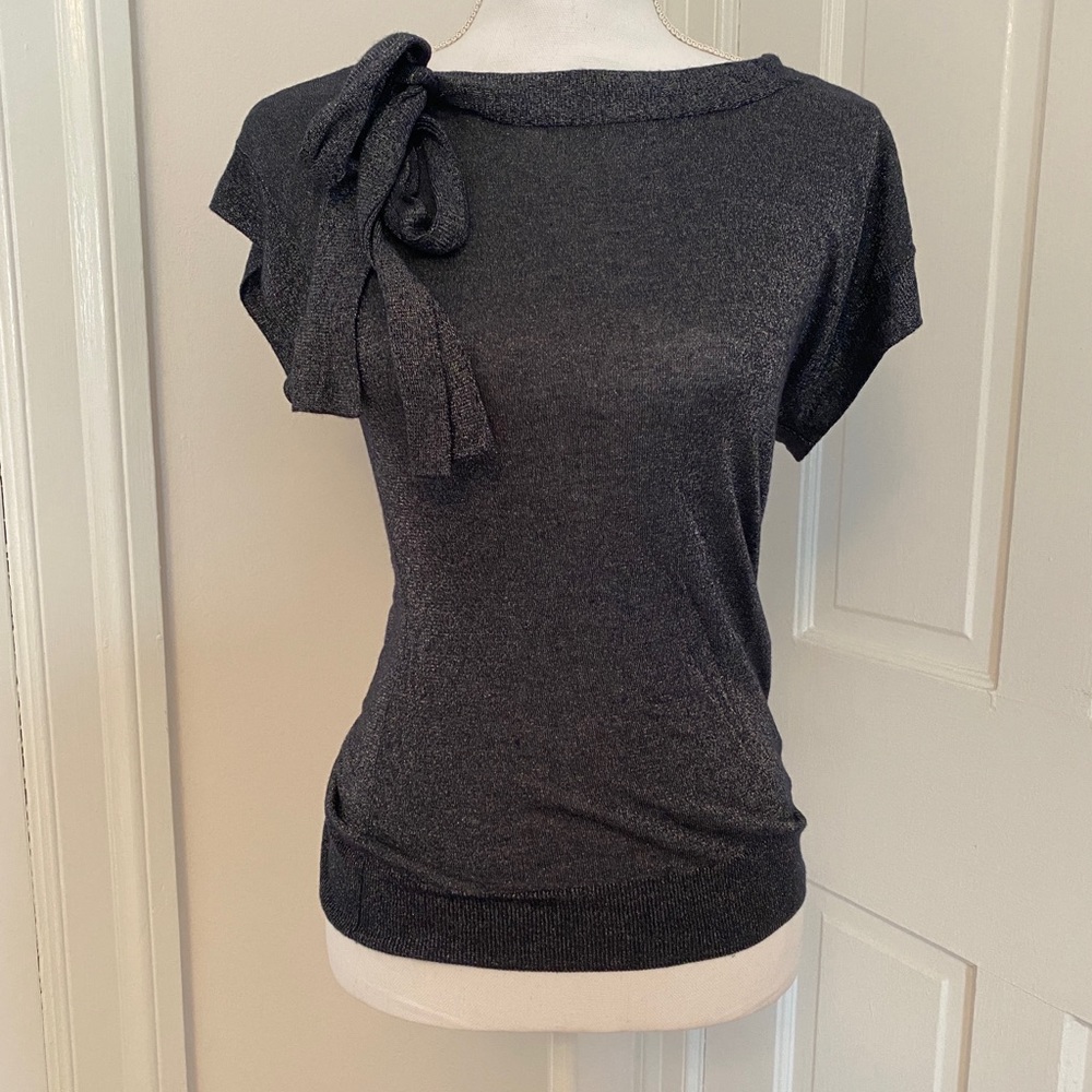 Black + sparkly fitted top with side bow
